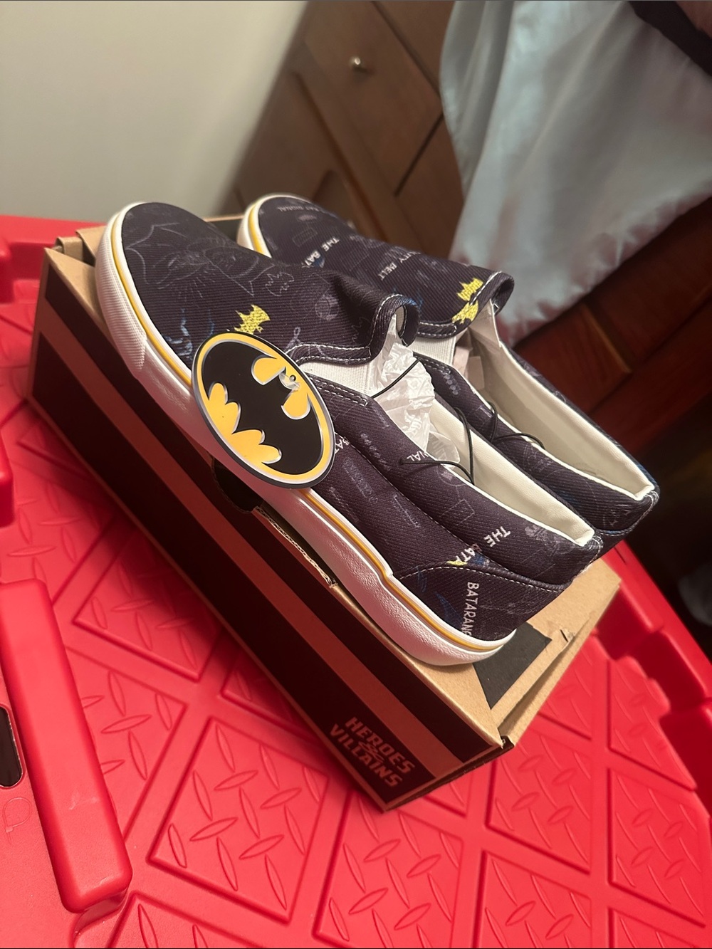Bioworld Batman Slip-On Sneakers - Black and Yellow